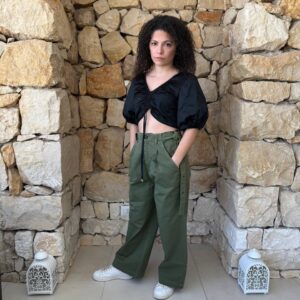 Calore Pantalone Gabardina verde Pinko
